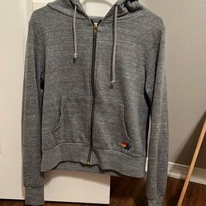 Grey Aviator Nation Lightning Zip Up Hoodie, xs